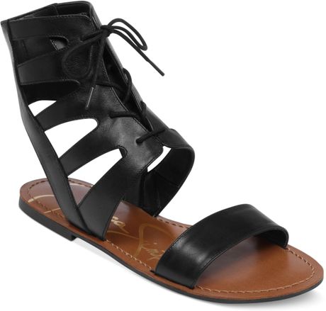 Jessica Simpson Karrdeez Gladiator Flat Sandals in Black (Black ...