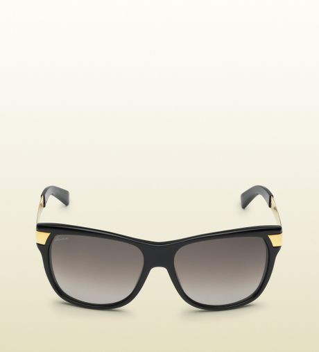 gucci 80 s inspired rectangular sunglasses in black lyst gucci 80 s inspired rectangular sunglasses in black lyst