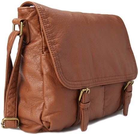 Forever 21 Faux Leather Messenger Bag in Brown | Lyst