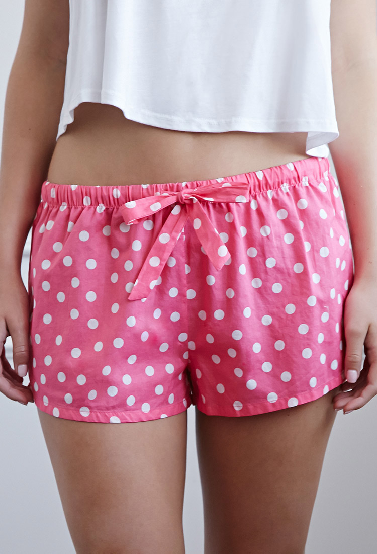 Forever 21 Polka Dot Pj Shorts In Pink Pink White Lyst