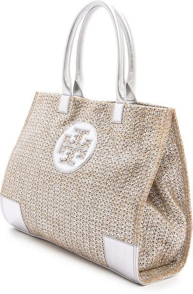 tory burch ella metallic tote