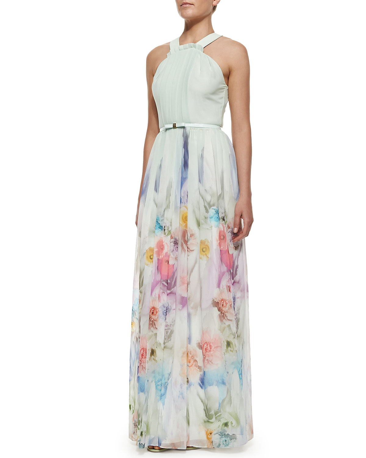 Ted Baker Beula Floral Print Pleated Maxi Dress in Multicolor (MULTI