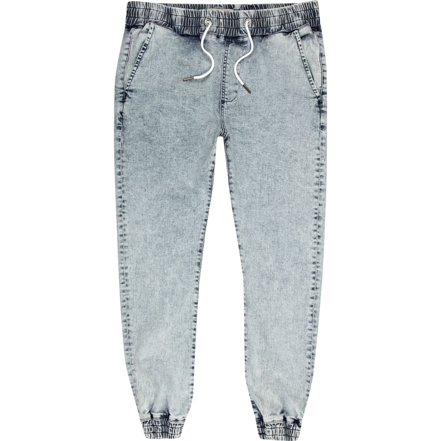 acid wash denim joggers