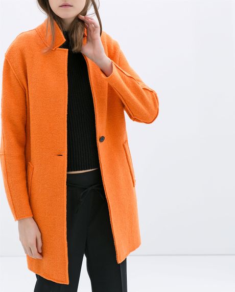 Zara Wool Coat in Orange (Tangerine) | Lyst