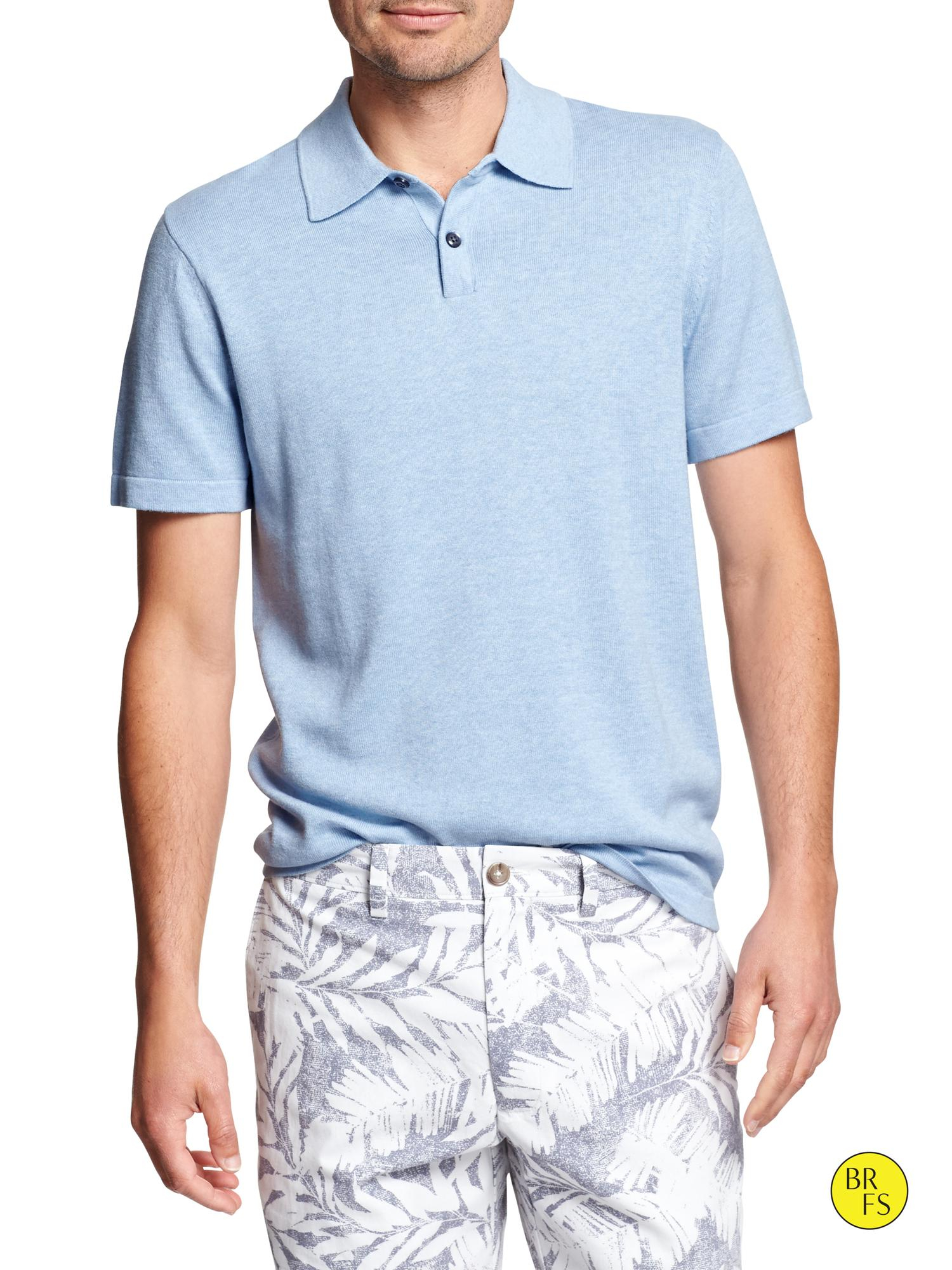 Banana Republic Factory Sweater Polo Light Blue Heather in Blue for Men