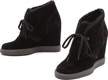 sherpa wedge booties