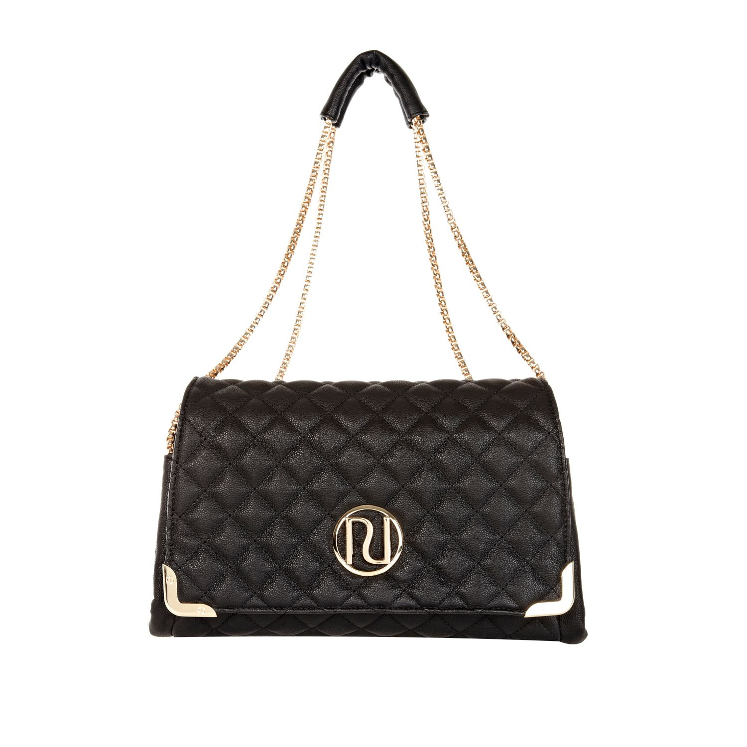 black quilted bag with chain strap