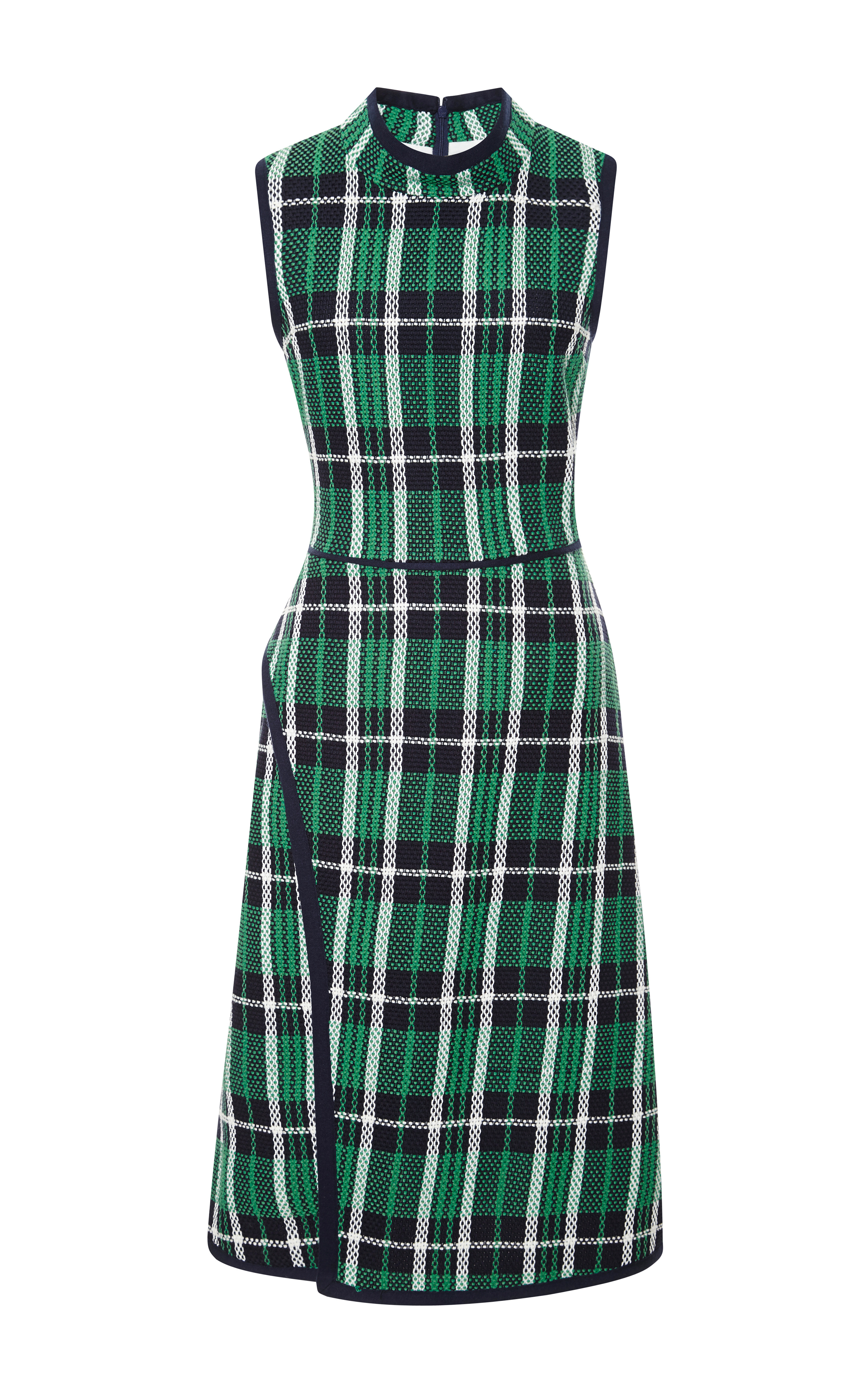 Sea Woven Stretch Plaid Slit Dress in Green (Green/Multi) Lyst
