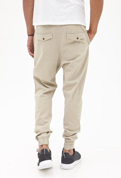 khaki drawstring cargo joggers