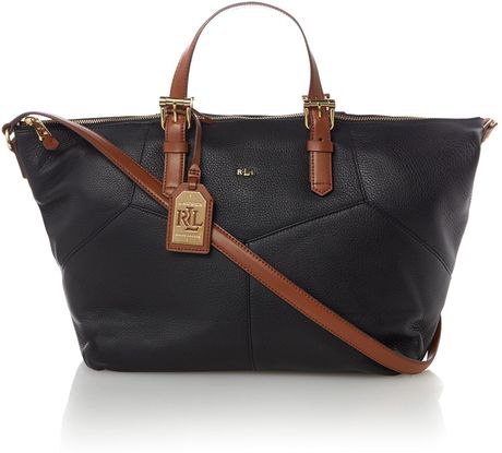 ... By Ralph Lauren Black and Brown Large Cross Body Tote Bag in Black