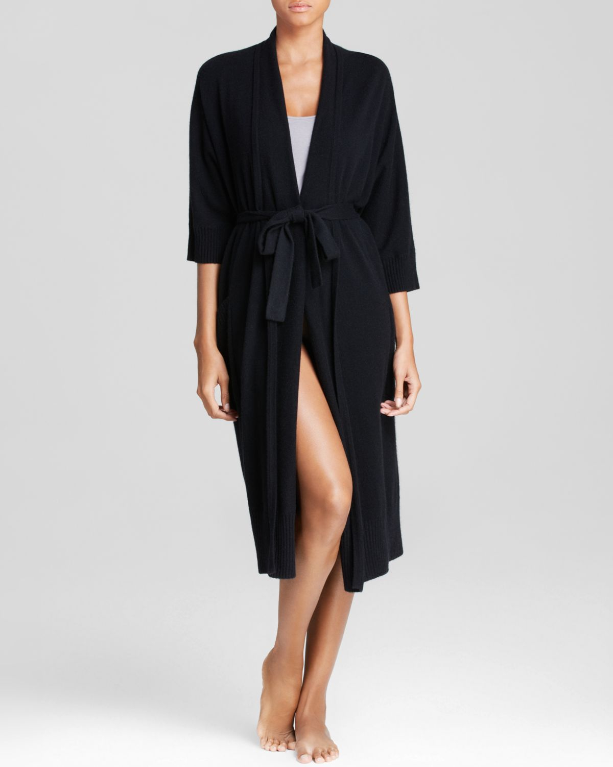 Donna Karan Sleepwear Sweater Knit Robe in Black Lyst