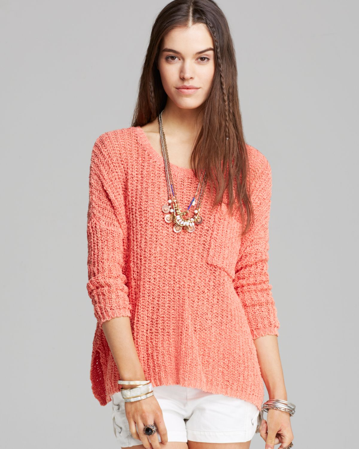 Free People Pullover Greenwich Village in Red (Coral) | Lyst