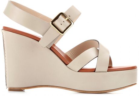ChloÃ© Leather Wedge Sandals in Gray (grey) | Lyst