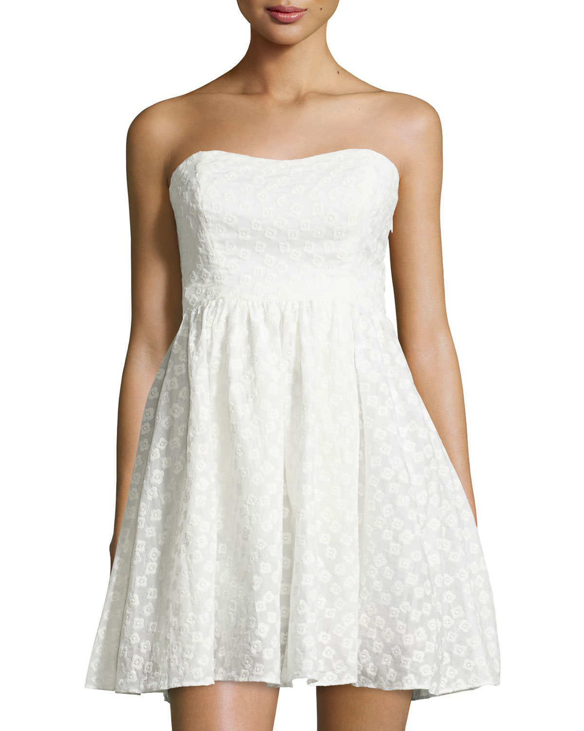 Plenty By Tracy Reese Strapless Flower Embroidered Dress In White Lyst