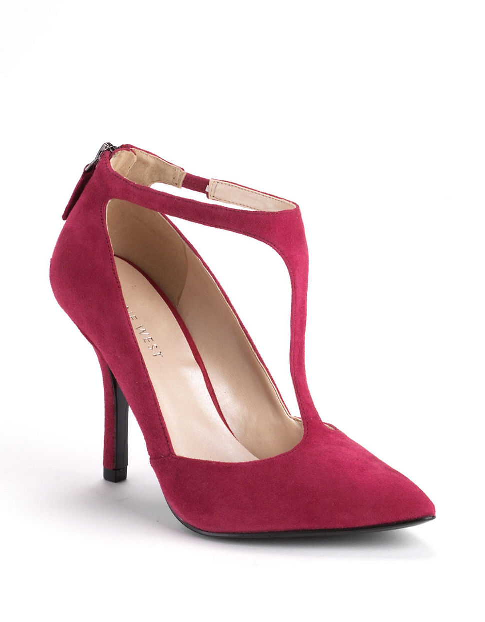Nine West Blonsky Tstrap Suede Pumps in Red (Red Suede) | Lyst