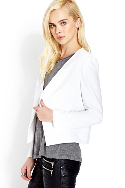 Forever 21 Structured Quilted Jacket in White (Cream)