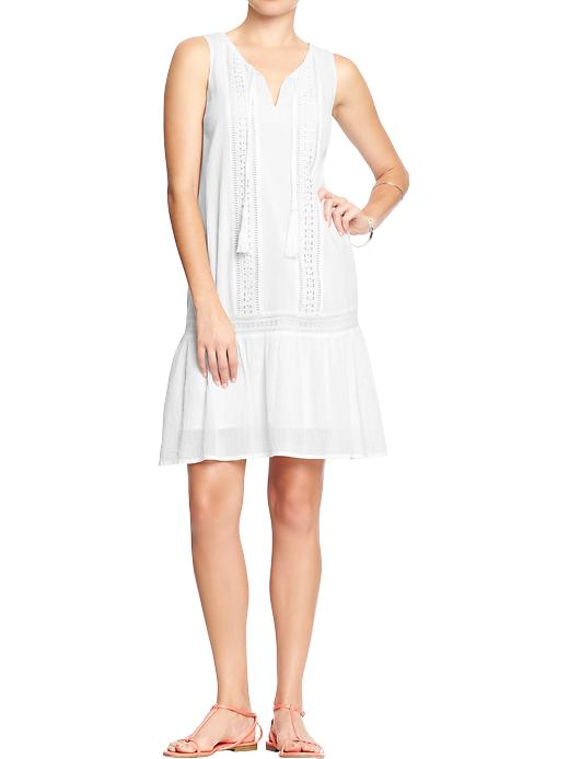 Old Navy Crinklegauze Dropwaist Dresses in White (Bright White)