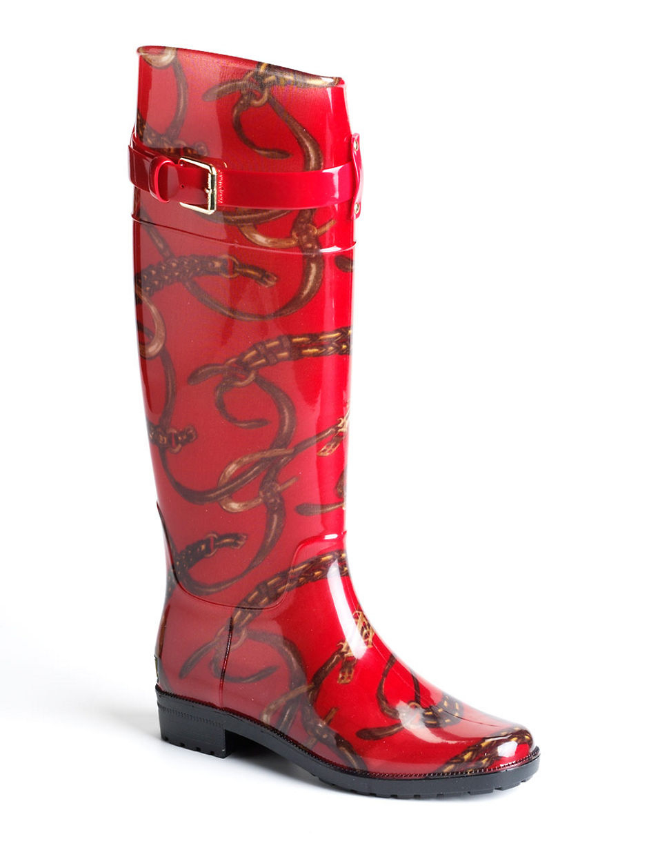 ralph lauren black and red rain boots