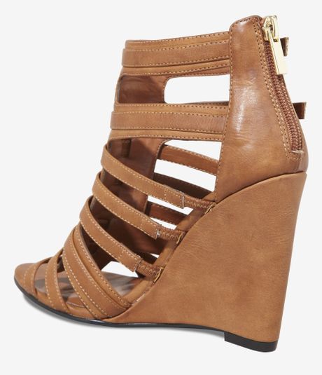 Express Gladiator Vamp Wedge Sandal in Brown (COGNAC) | Lyst Express Gladiator Vamp Wedge Sandal in Brown (COGNAC) | Lyst
