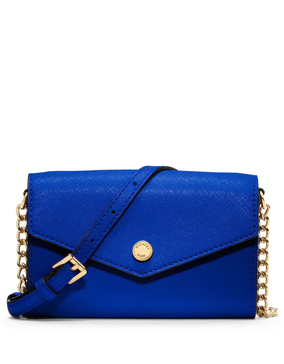 Michael Michael Kors Saffiano Leather Crossbody Phone Bag in Blue (Sapphire) | Lyst