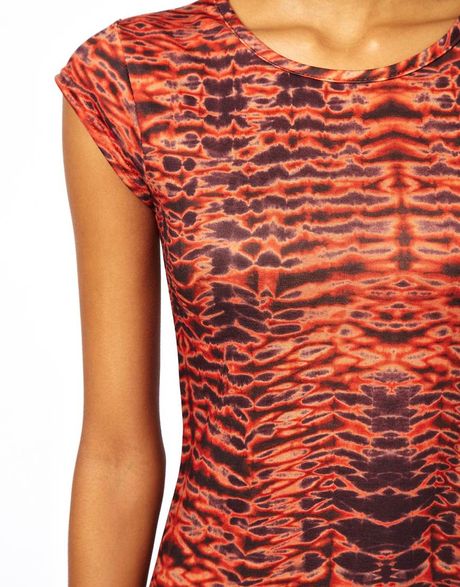 Ax Paris Tribal Animal Print Midi Dress in Red (Rust) | Lyst