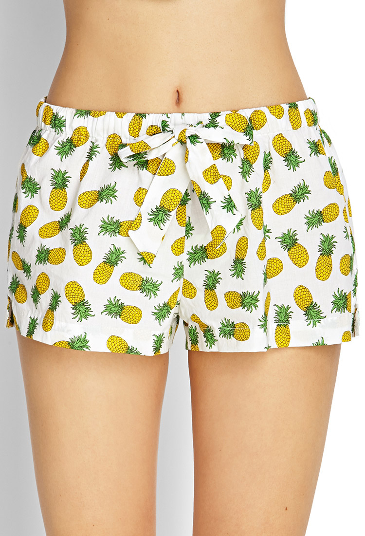 Forever 21 Pineapple Sleep Shorts in White (White/yellow) Lyst