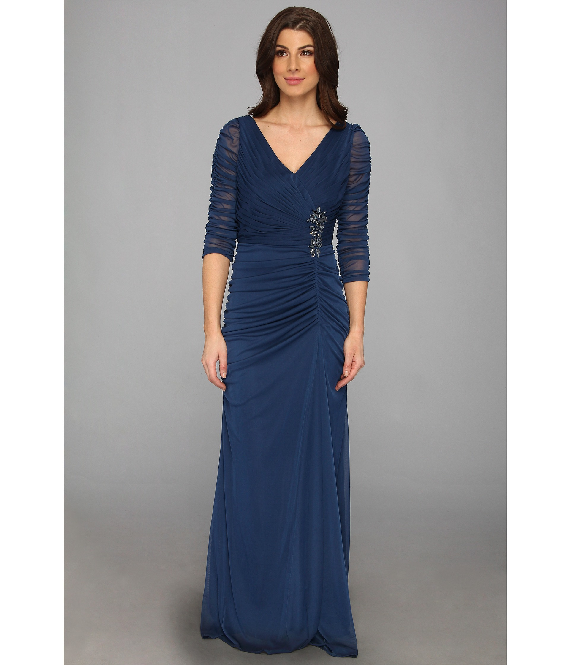 adrianna papell draped gown