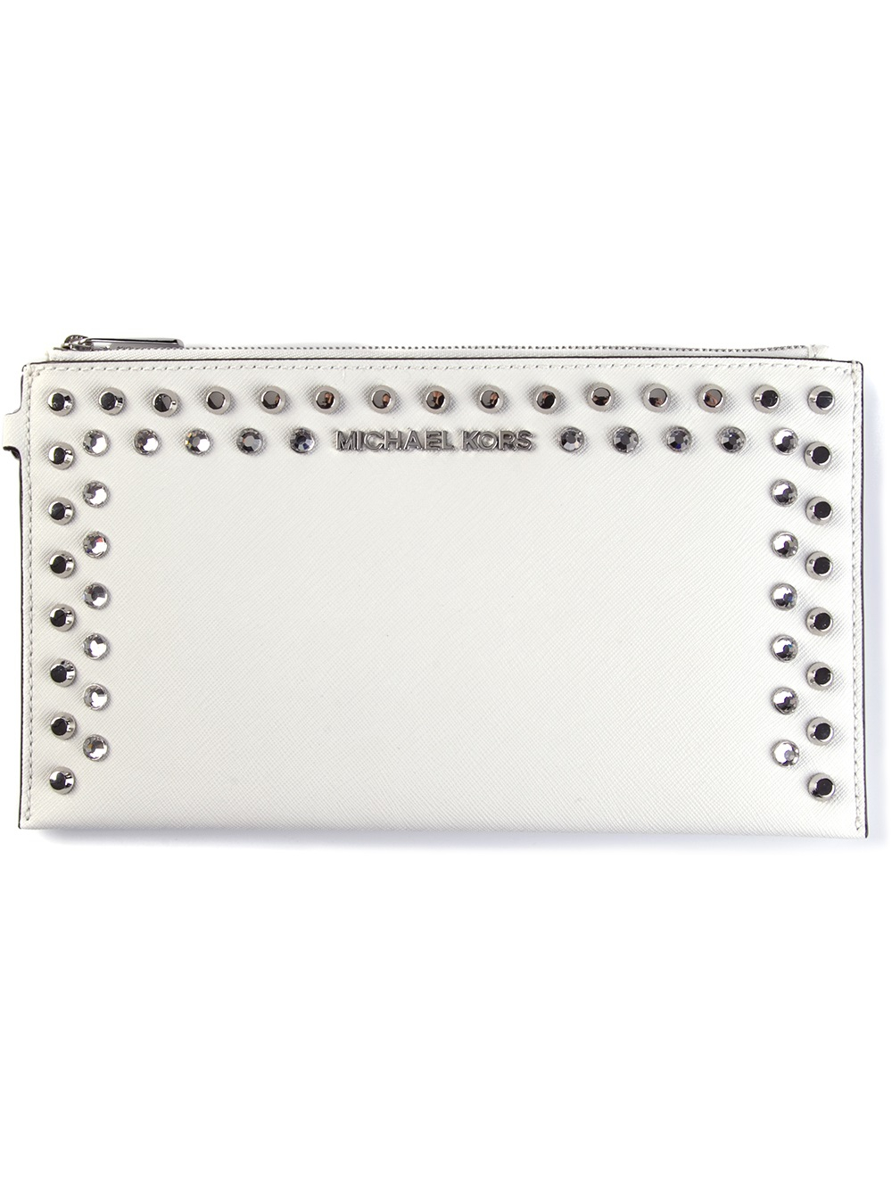 white studded michael kors bag