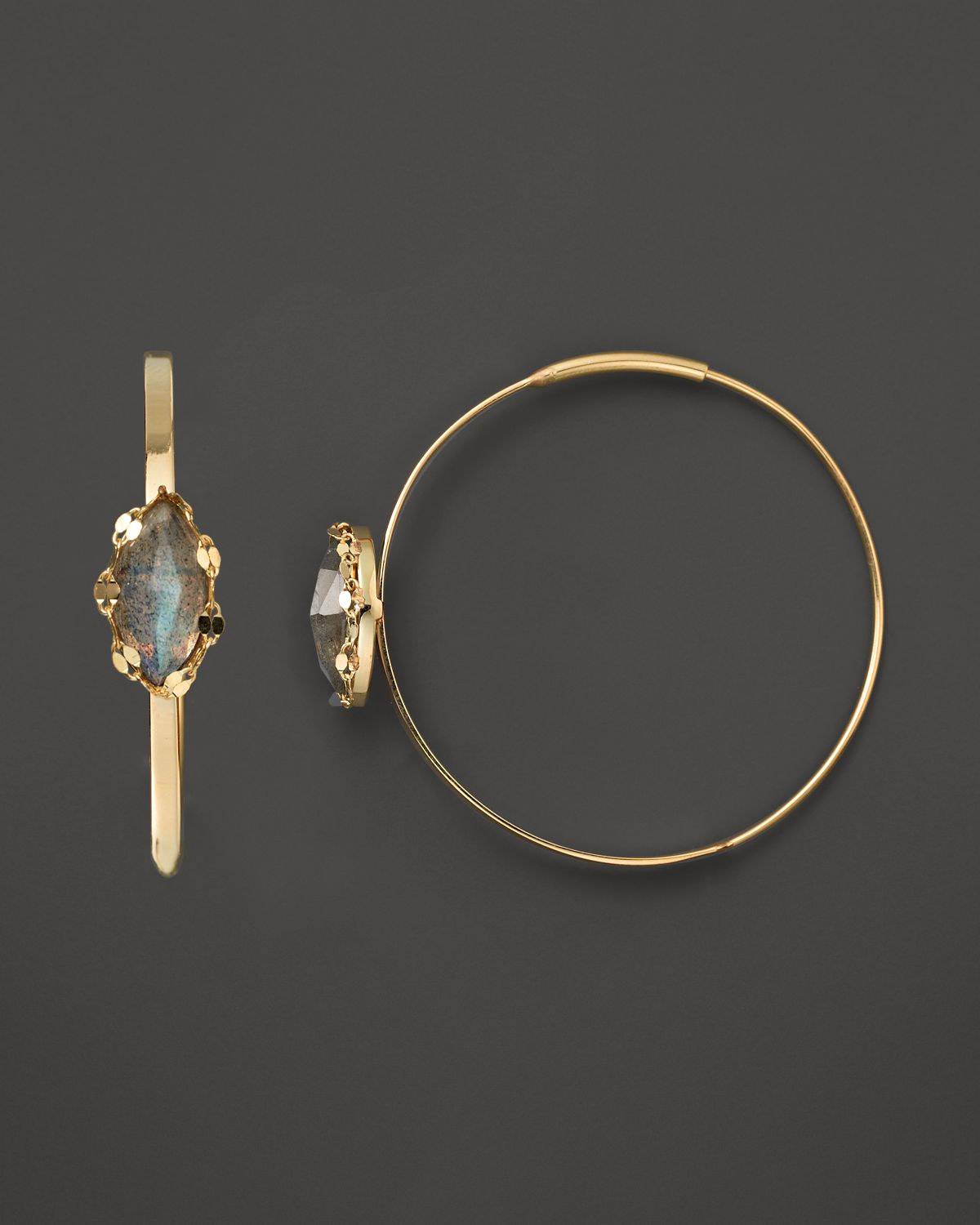 Lana Jewelry 14K Yellow Gold Small Flat Labrodorite Magic Hoop Earrings in Gold (Yellow Gold) Lyst