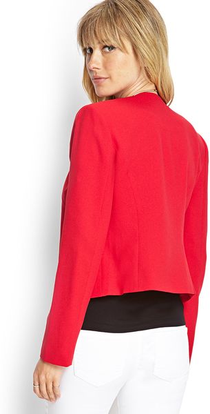 Forever 21 Classic Collarless Blazer in Red | Lyst