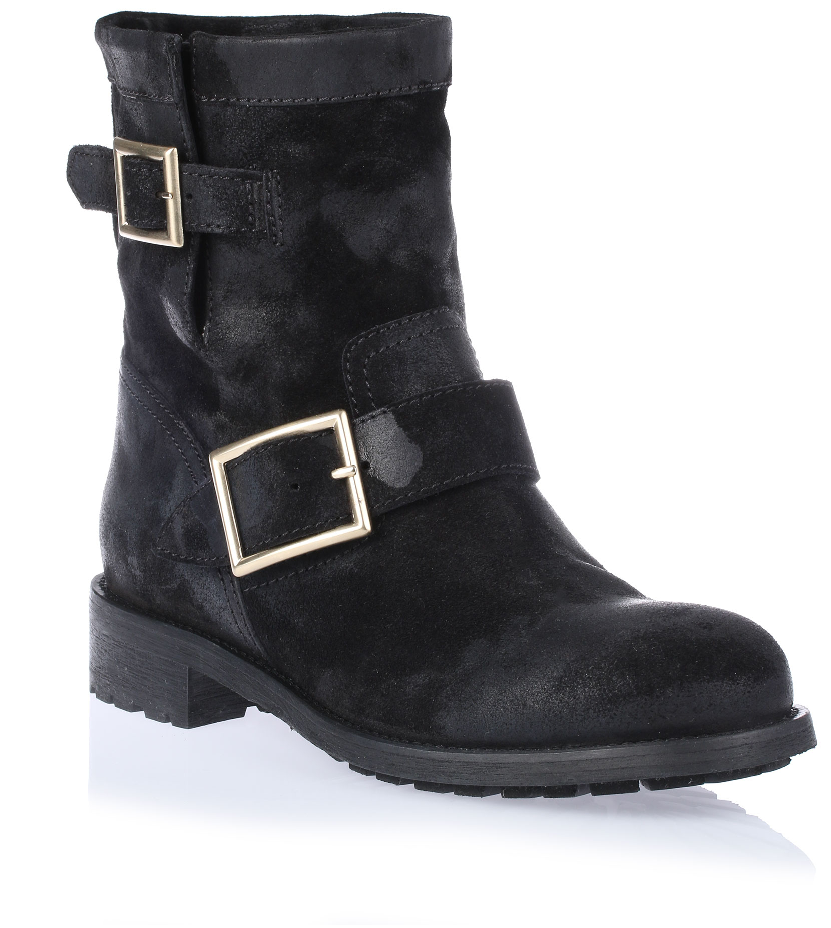 Jimmy Choo Youth Black Waxed Suede Ankle Boot in Black | Lyst