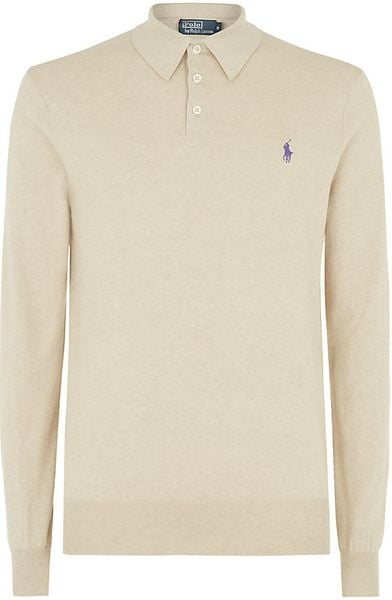 beige long sleeve polo