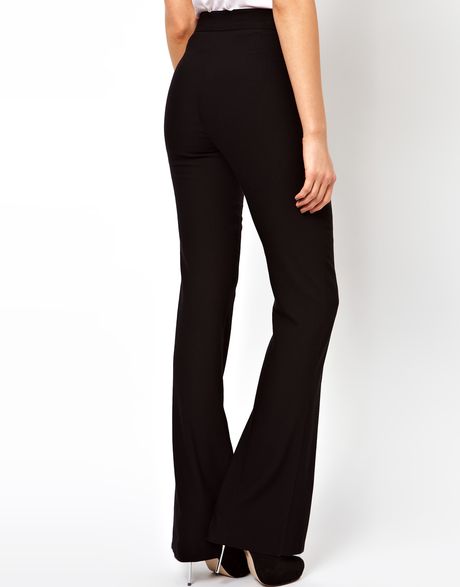 black jersey flare trousers