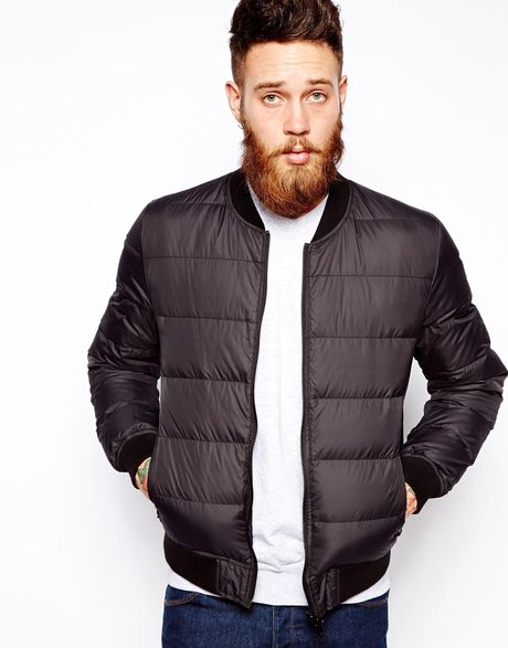 Asos Down Bomber Jacket in Black for Men | Lyst