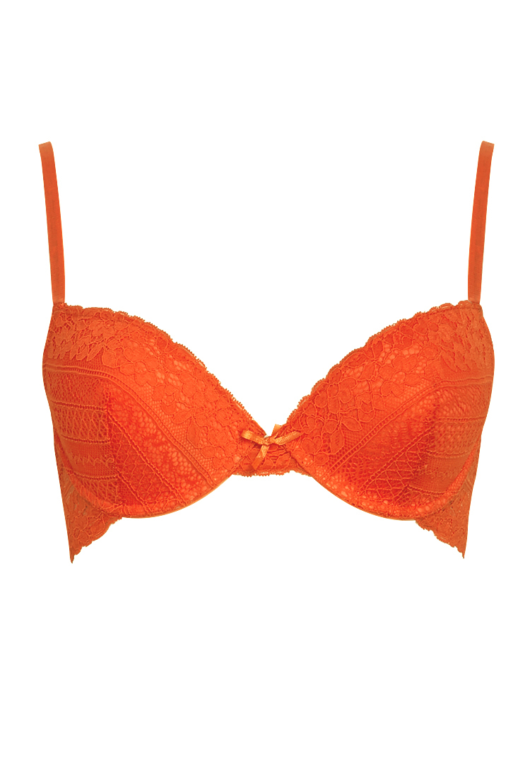 Forever 21 Everyday Crochet Lace Bra In Orange Lyst 