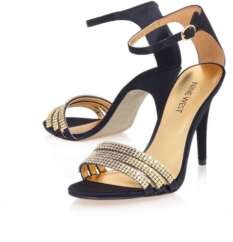 Nine West Sabrinna High Heel Sandals in Gold (Black) | Lyst