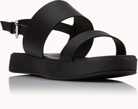 Forever 21 Chunky Flatform Sandals in Black | Lyst
