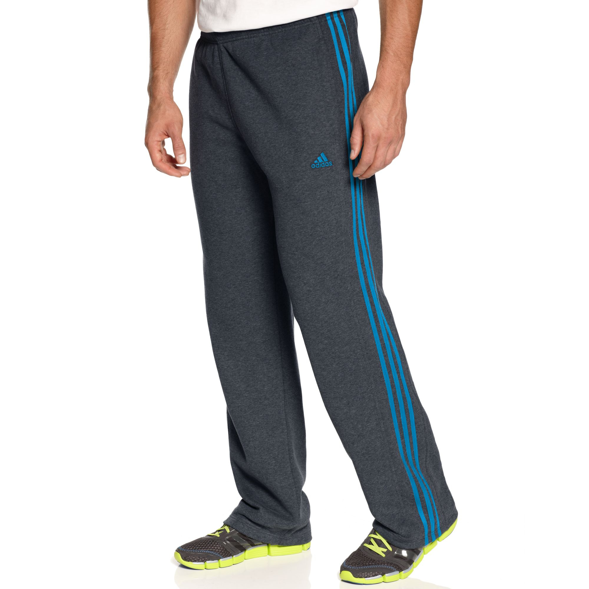 blue track pants white stripe