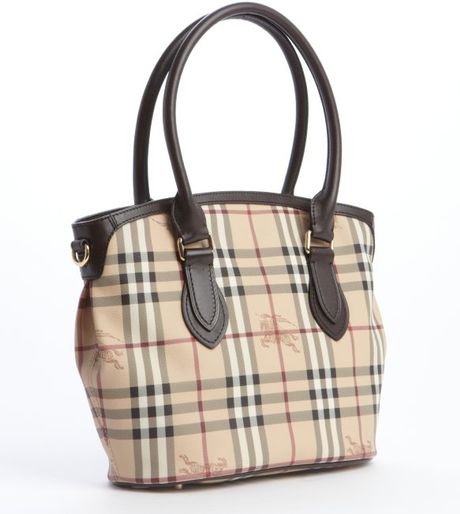 Burberry Leather Trimmed Nova Check Coated Canvas Convertible Top Handle Bag in Brown | Lyst