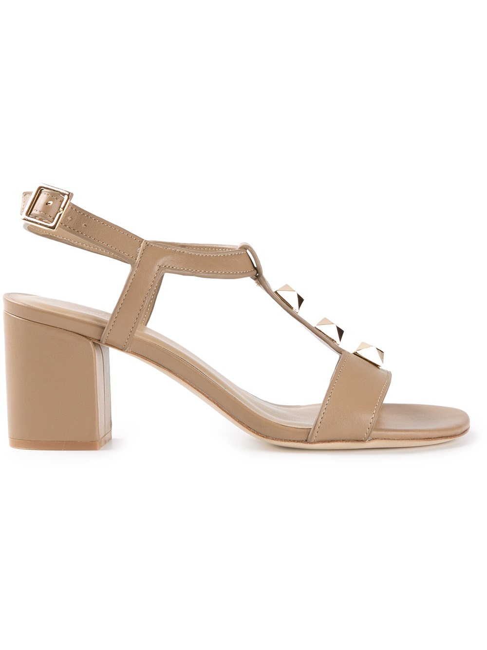 Lola Cruz Studded Tbar Sandal In Beige Nude Neutrals Lyst