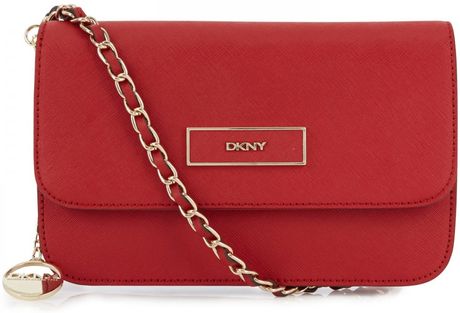 Dkny Saffiano Leather Crossbody Bag in Red | Lyst