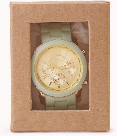 Forever 21 Colored Chronograph Watch in Green (Mintgold)