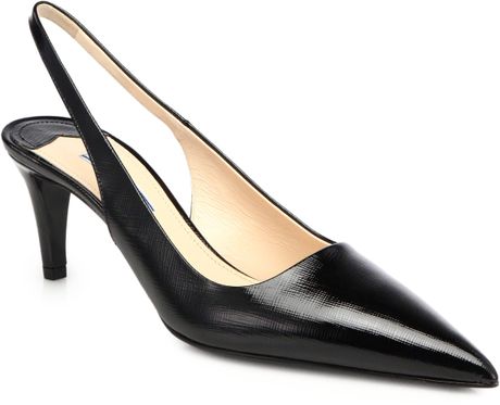 prada patent saffiano leather 85mm pumps