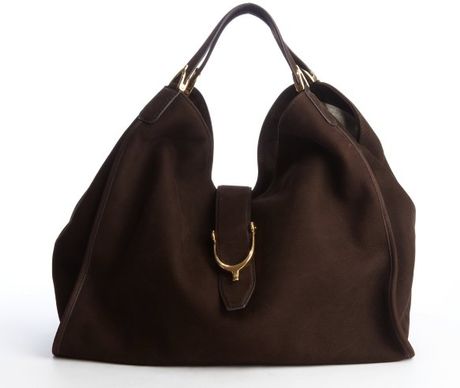 Gucci Chocolate Suede Large Hobo Bag in Brown | Lyst