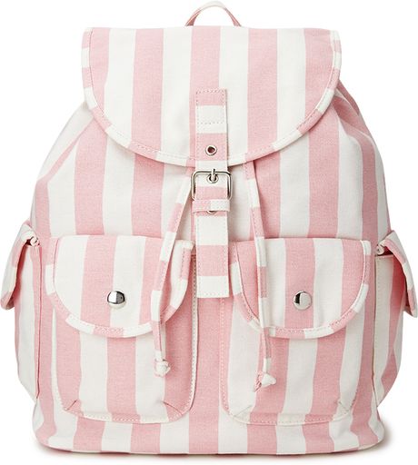 Forever 21 Cool Girl Striped Backpack in Pink (Pinkwhite)