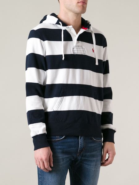 Polo Ralph Lauren Striped Terry Atlantic Hoodie in White for Men