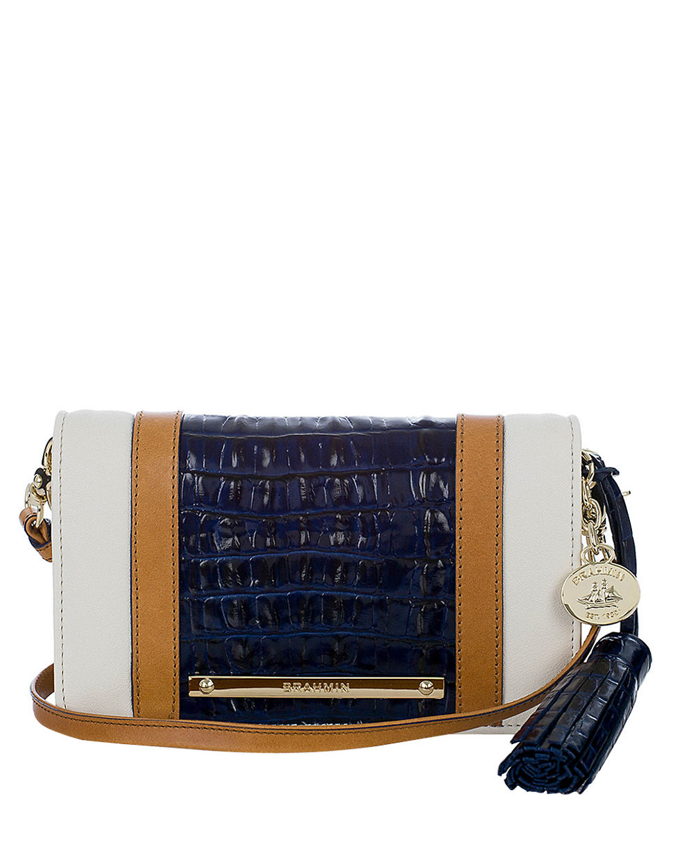 Brahmin Amelia Lady Vineyard Leather Shoulder Bag in White (Cream) Lyst
