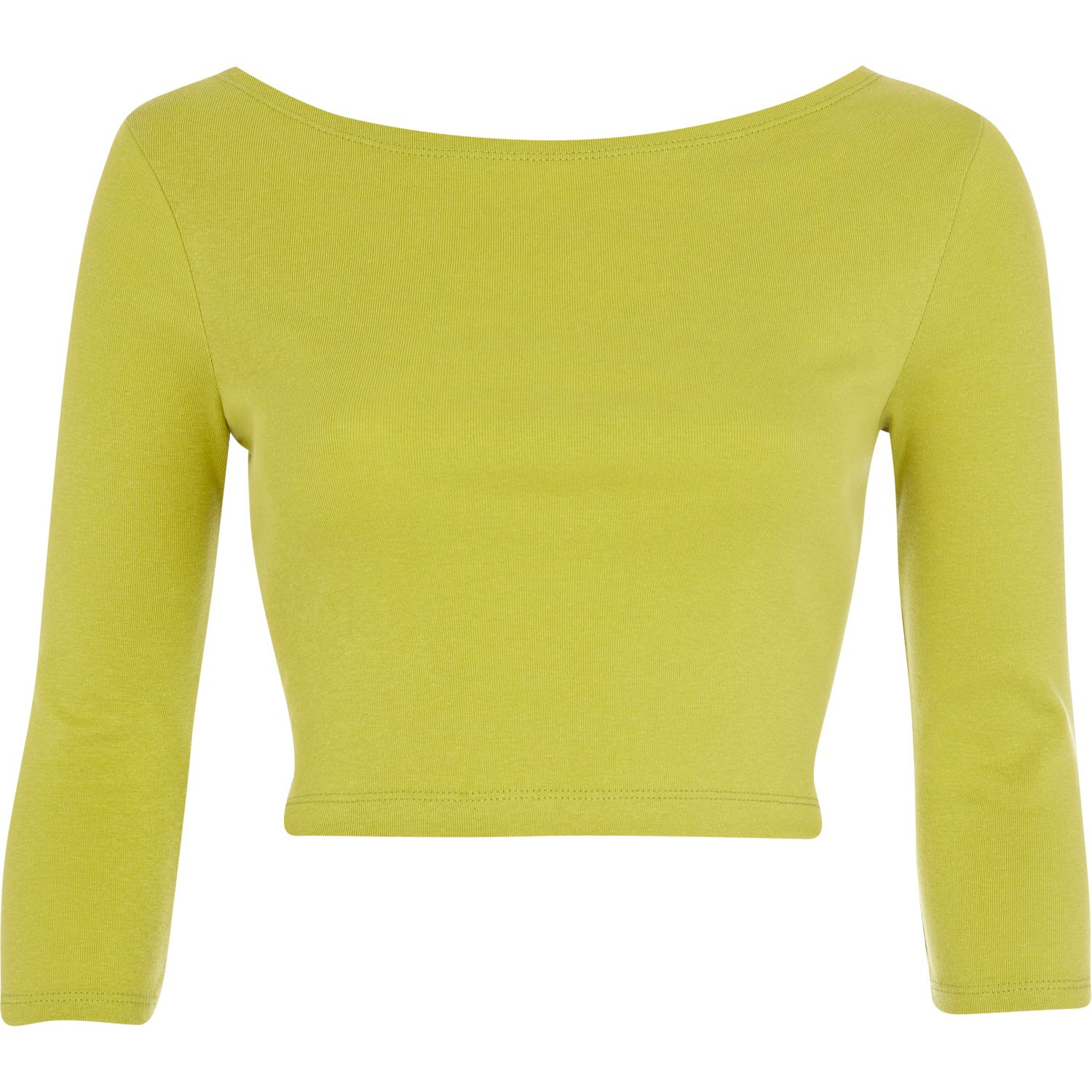 River Island Lime Green 34 Sleeve Crop Top in Green Lyst