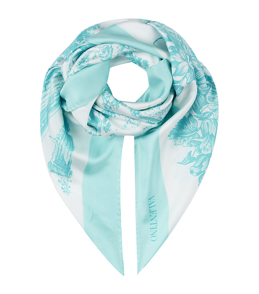 Valentino Landscape Silk Scarf in Blue (turquoise) Lyst