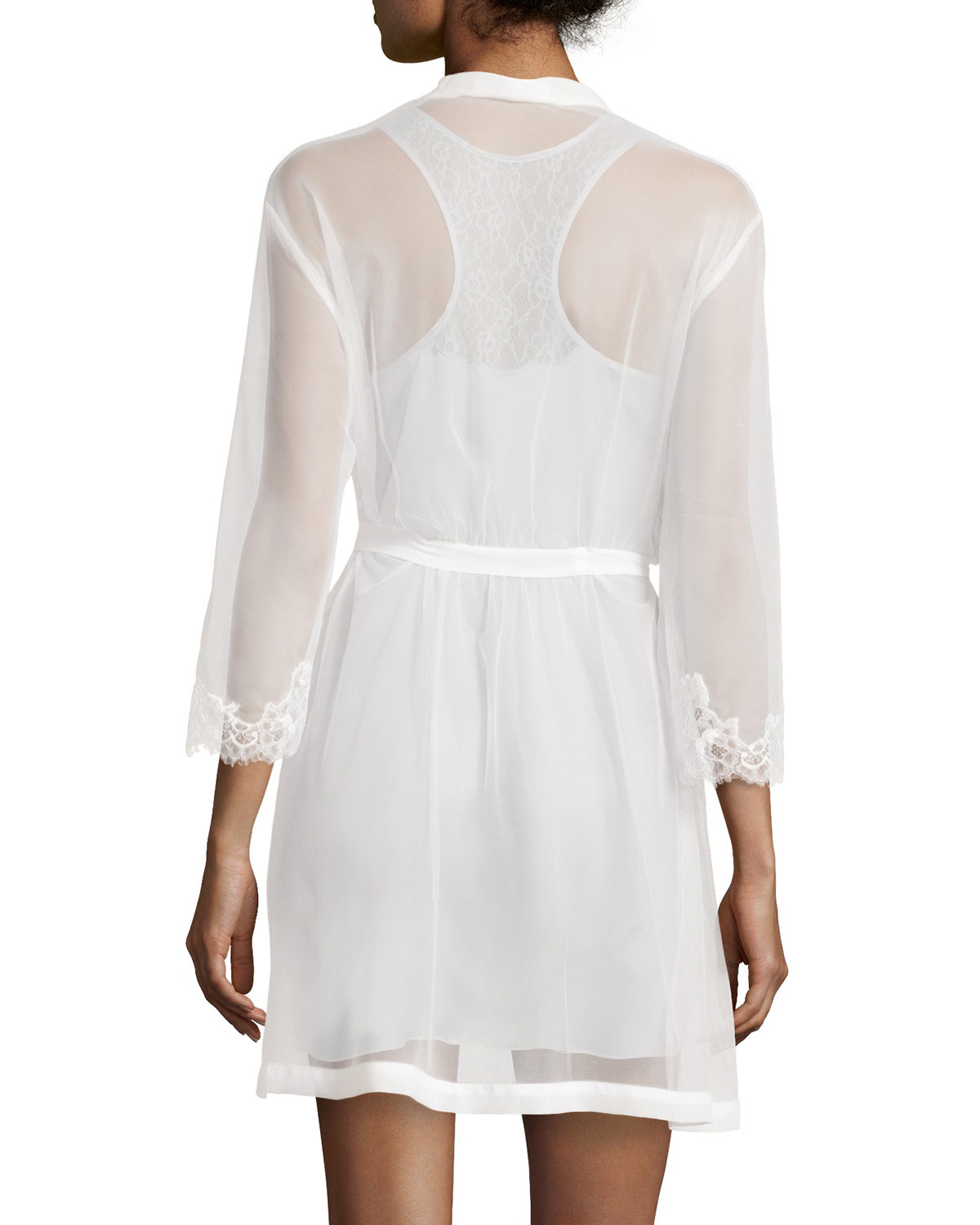 Lyst Oscar De La Renta Sweet Seduction Mesh Robe In White